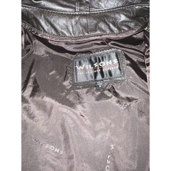 WILSONS Thinsulate Button Zip Out Liner Black Leather Jacket Men's Size M Coat - Picture 14 of 16
